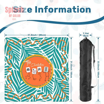 The Charleston Mahjong Mat, Tropical Teal Orange Preppy Fun Mahj Lover Mat