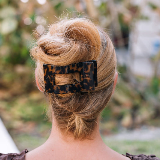 Tortoise Large Flat Rectangle Hair Clip