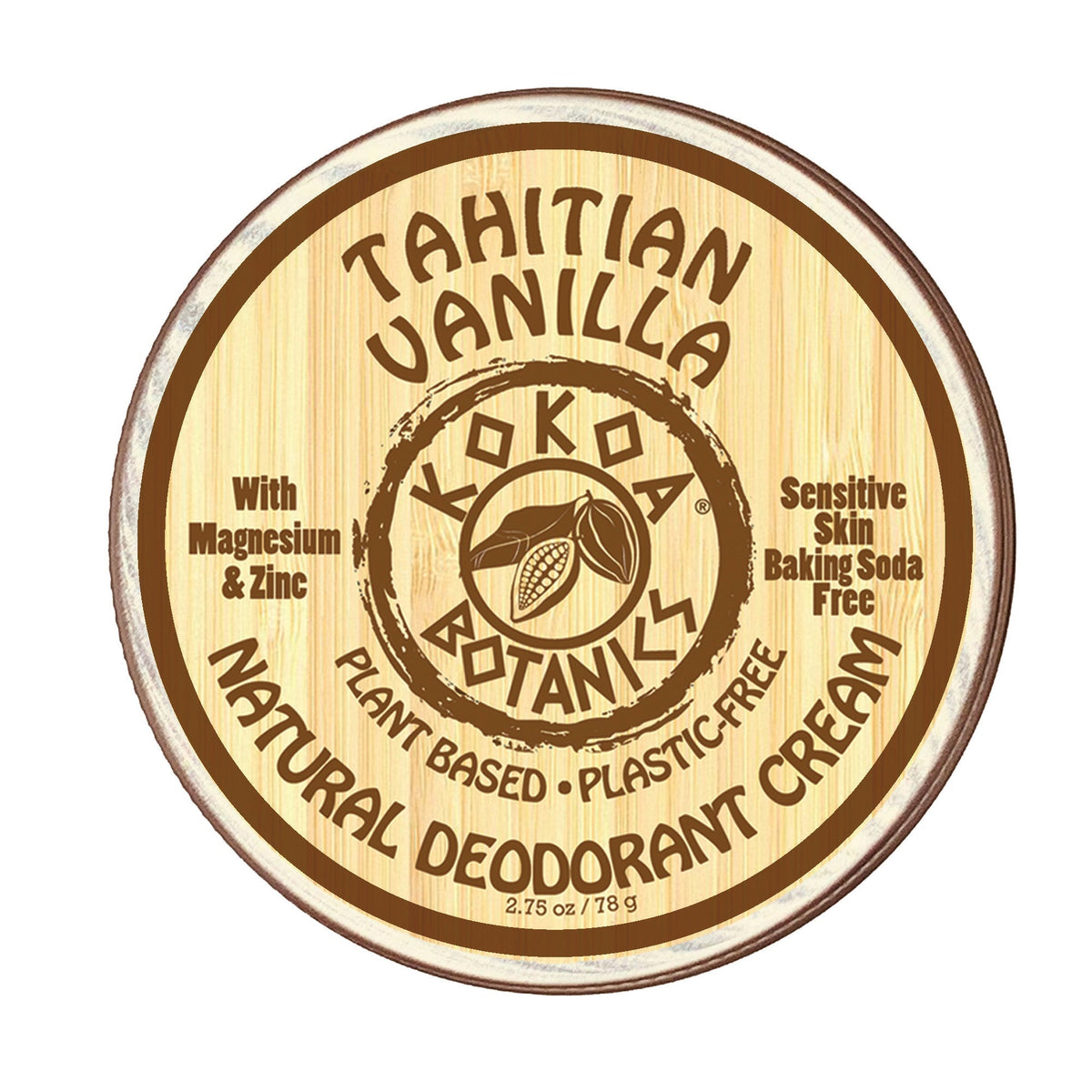 TAHITIAN VANILLA - Natural Deodorant Cream - Sensitive Skin - Baking Soda-Free - 2.75 oz