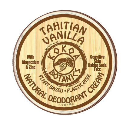TAHITIAN VANILLA - Natural Deodorant Cream - Sensitive Skin - Baking Soda-Free - 2.75 oz