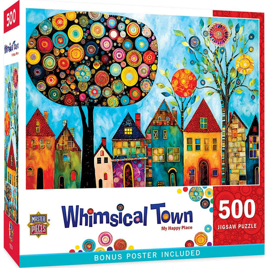 Whimsical Town - My Happy Place 500 Piece Jigsaw Puzzle by Masterpieces Puzzles