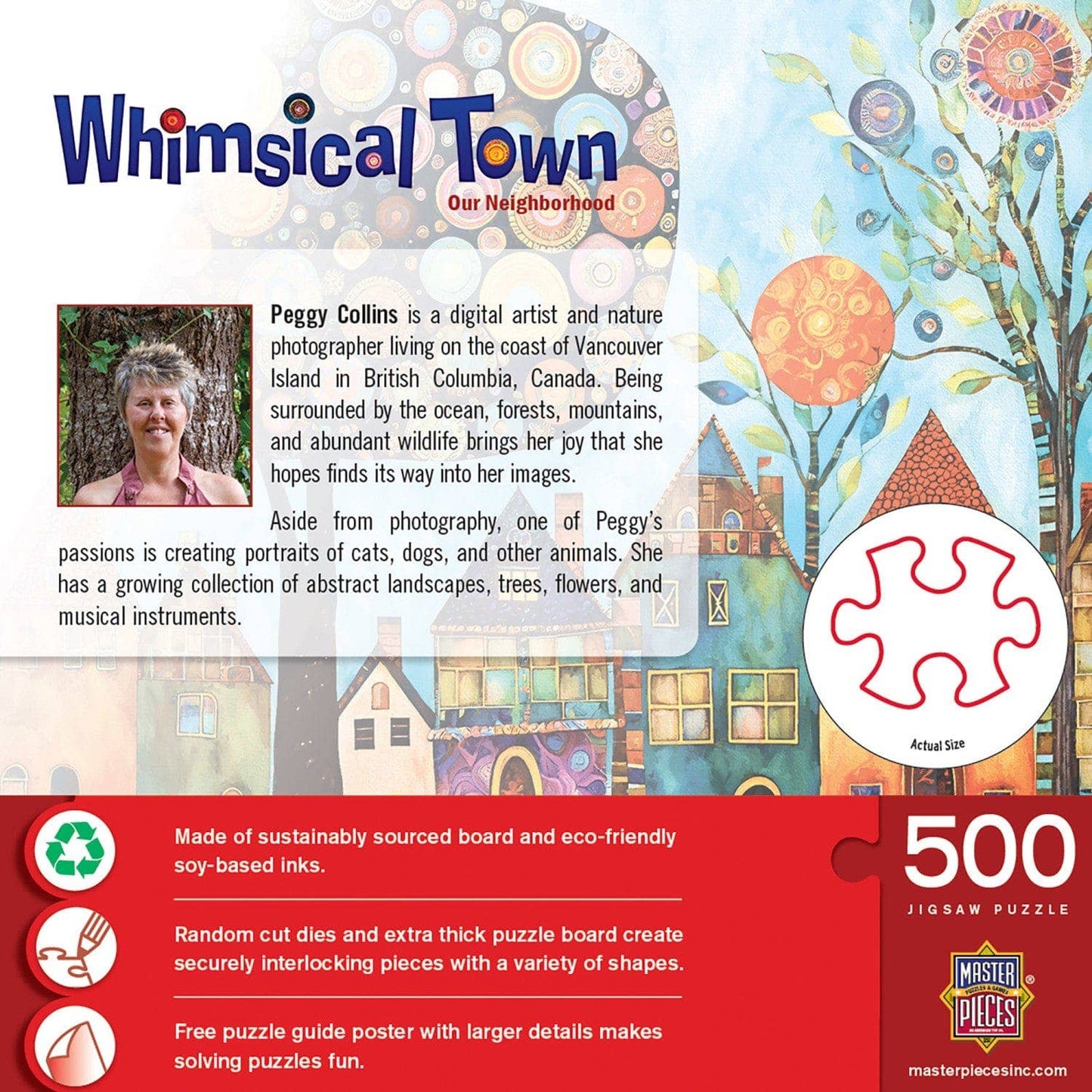 Whimsical Town - Our Neighborhood 500 Piece Jigsaw Puzzle by Masterpieces Puzzles