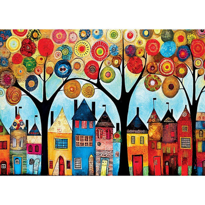 Whimsical Town - Our Neighborhood 500 Piece Jigsaw Puzzle by Masterpieces Puzzles