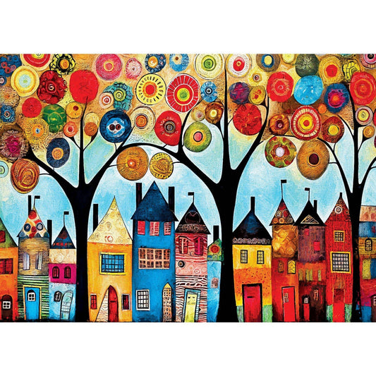 Whimsical Town - Our Neighborhood 500 Piece Jigsaw Puzzle by Masterpieces Puzzles