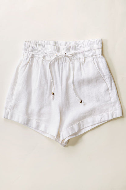 Linen Waistband Shorts with String Tie