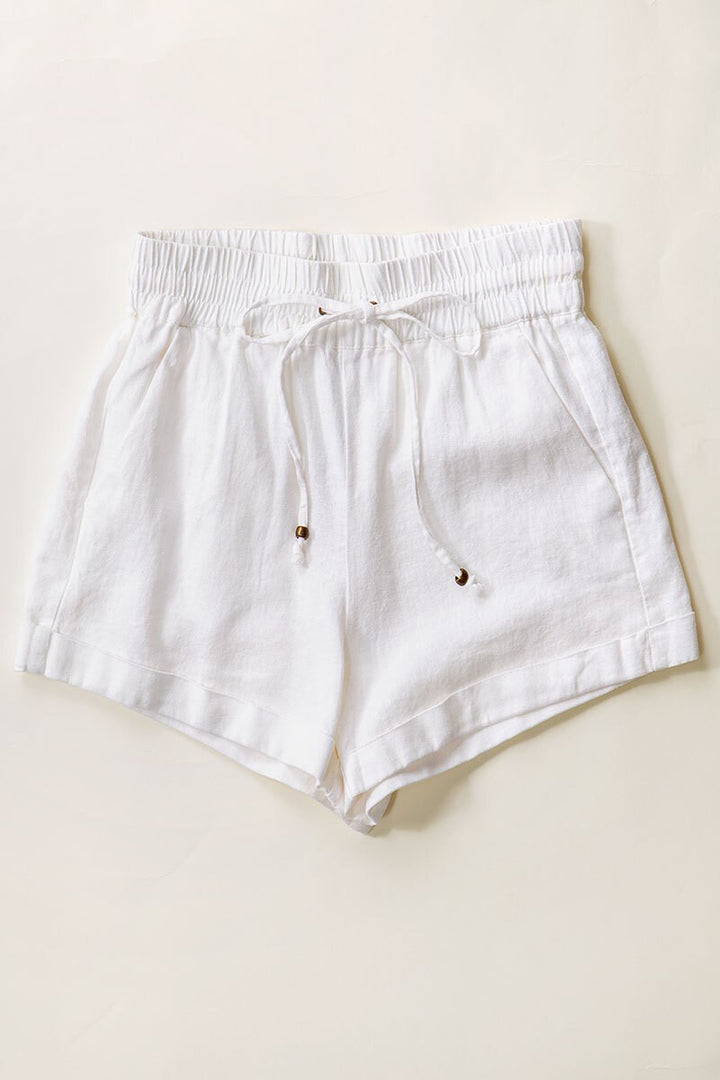 Linen Waistband Shorts with String Tie