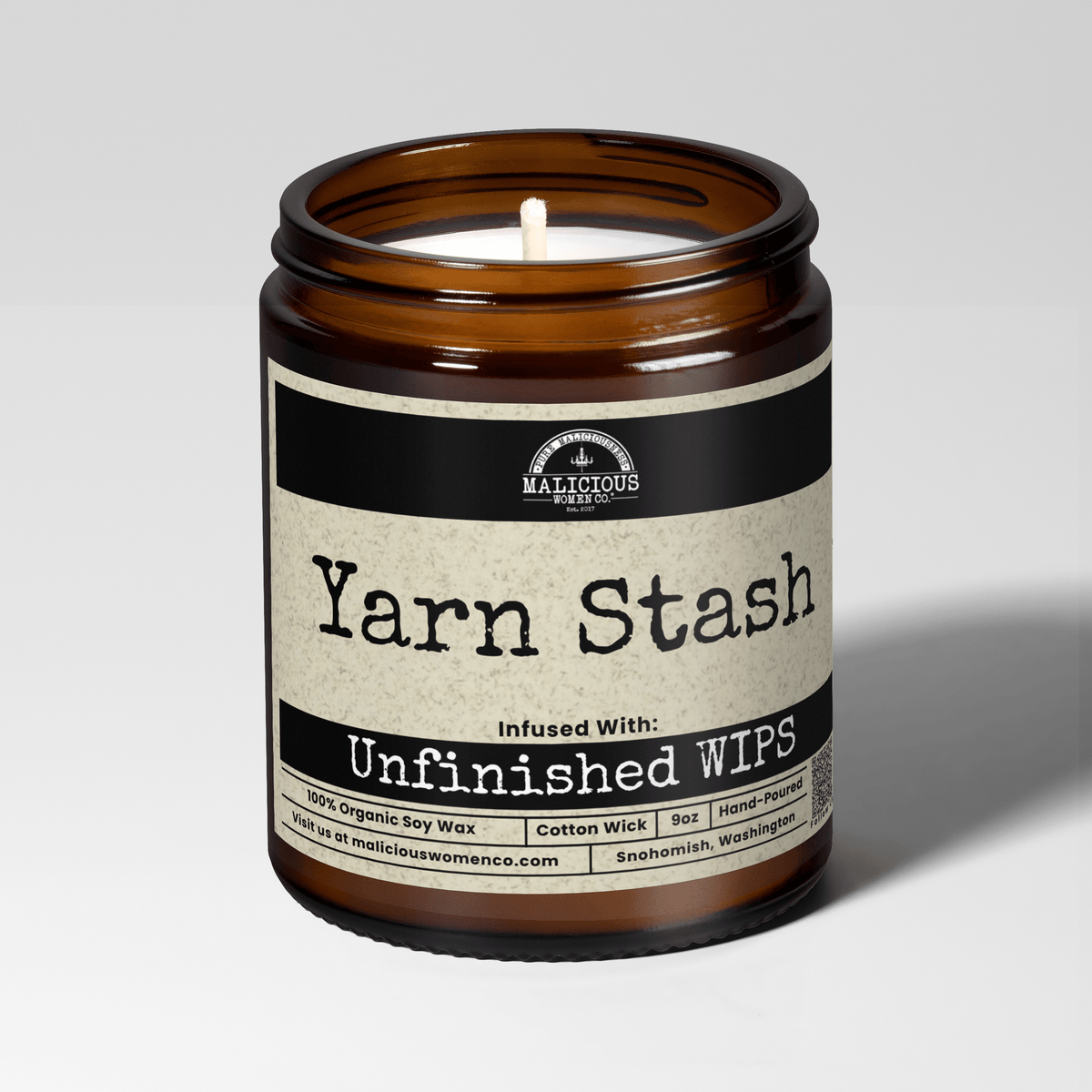 Yarn Stash | Scent: Apricot Freesia | 9oz Funny Candle | Malicious Women Co