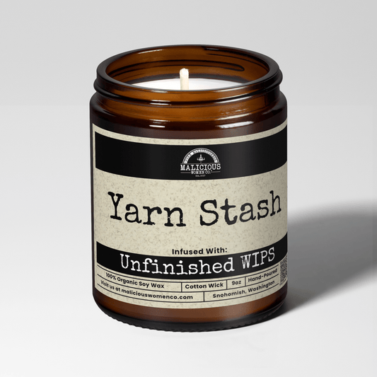 Yarn Stash | Scent: Apricot Freesia | 9oz Funny Candle | Malicious Women Co