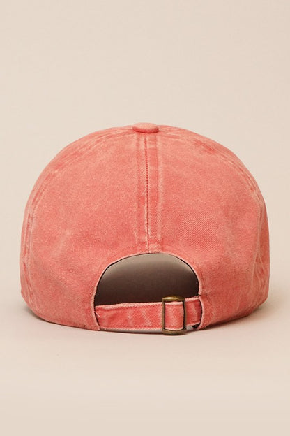 Cactus Embroidery Washed Baseball Cap (Burnt Orange)