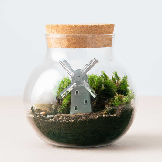 Windmill Mini Model (Silver) - Terrarium Decor DIY Kit