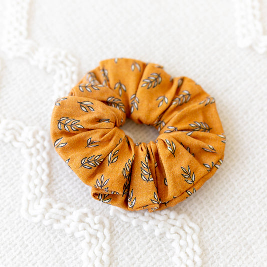 Burnt Orange Boho Leaves Scrunchie