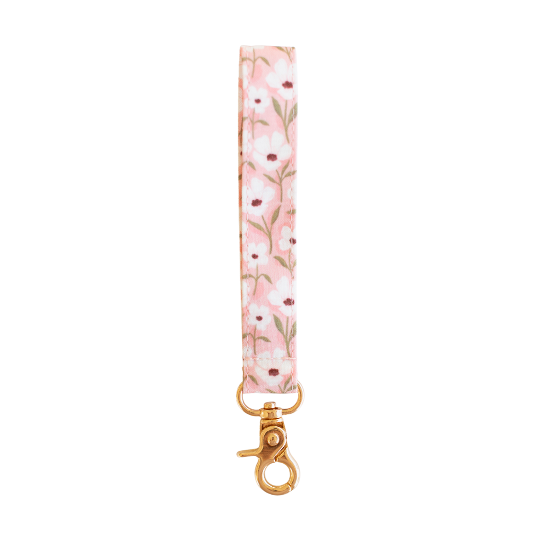 White Anemone Wristlet Keychain