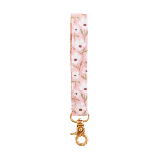 White Anemone Wristlet Keychain