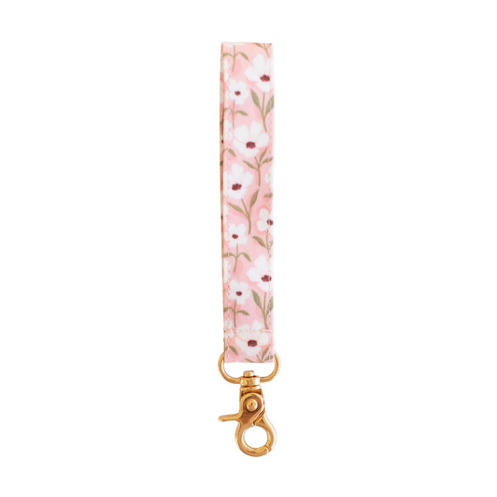 White Anemone Wristlet Keychain