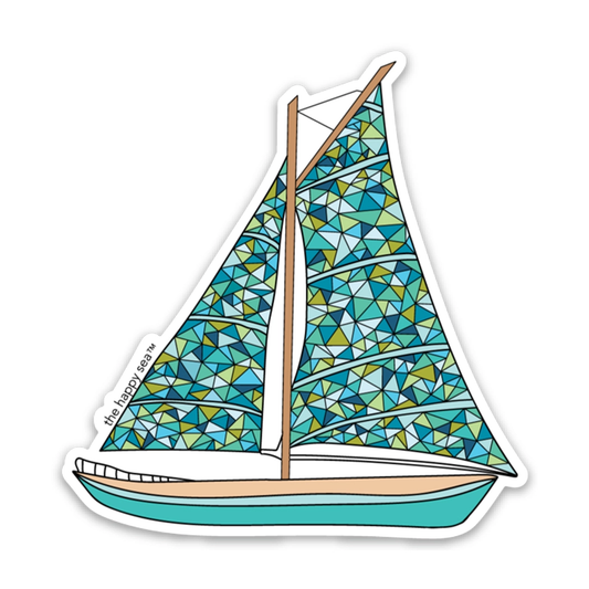 The Happy Sea 3" Sail Boat Vinyl Sticker
