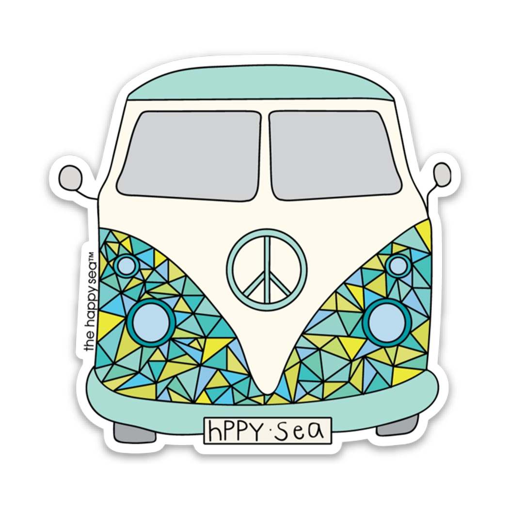 The Happy Sea 3" VW Van Peace Vinyl Sticker