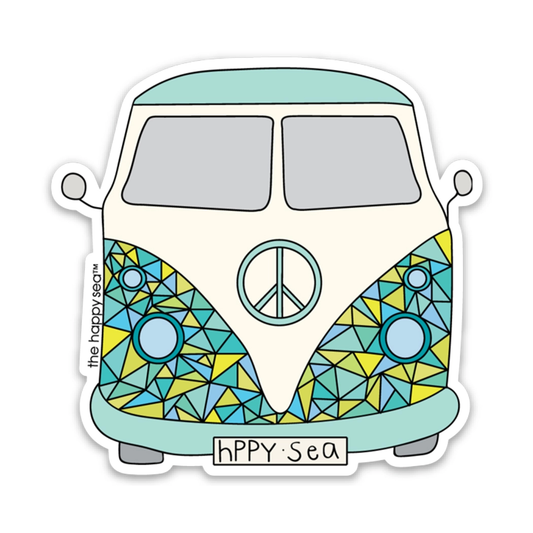 The Happy Sea 3" VW Van Peace Vinyl Sticker
