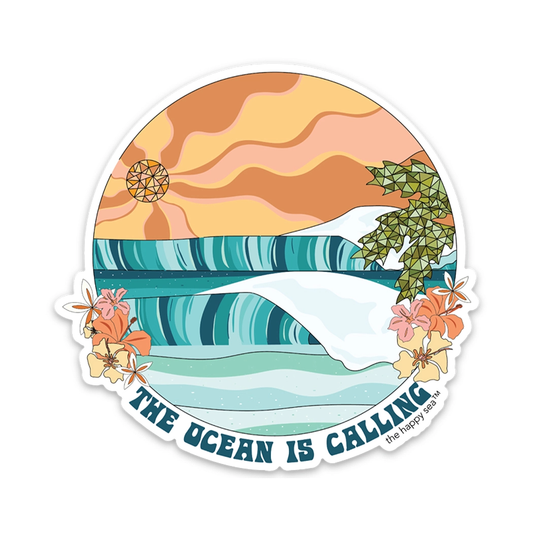 The Happy Sea 4" The Ocean Is Calling Vinyl Sticker