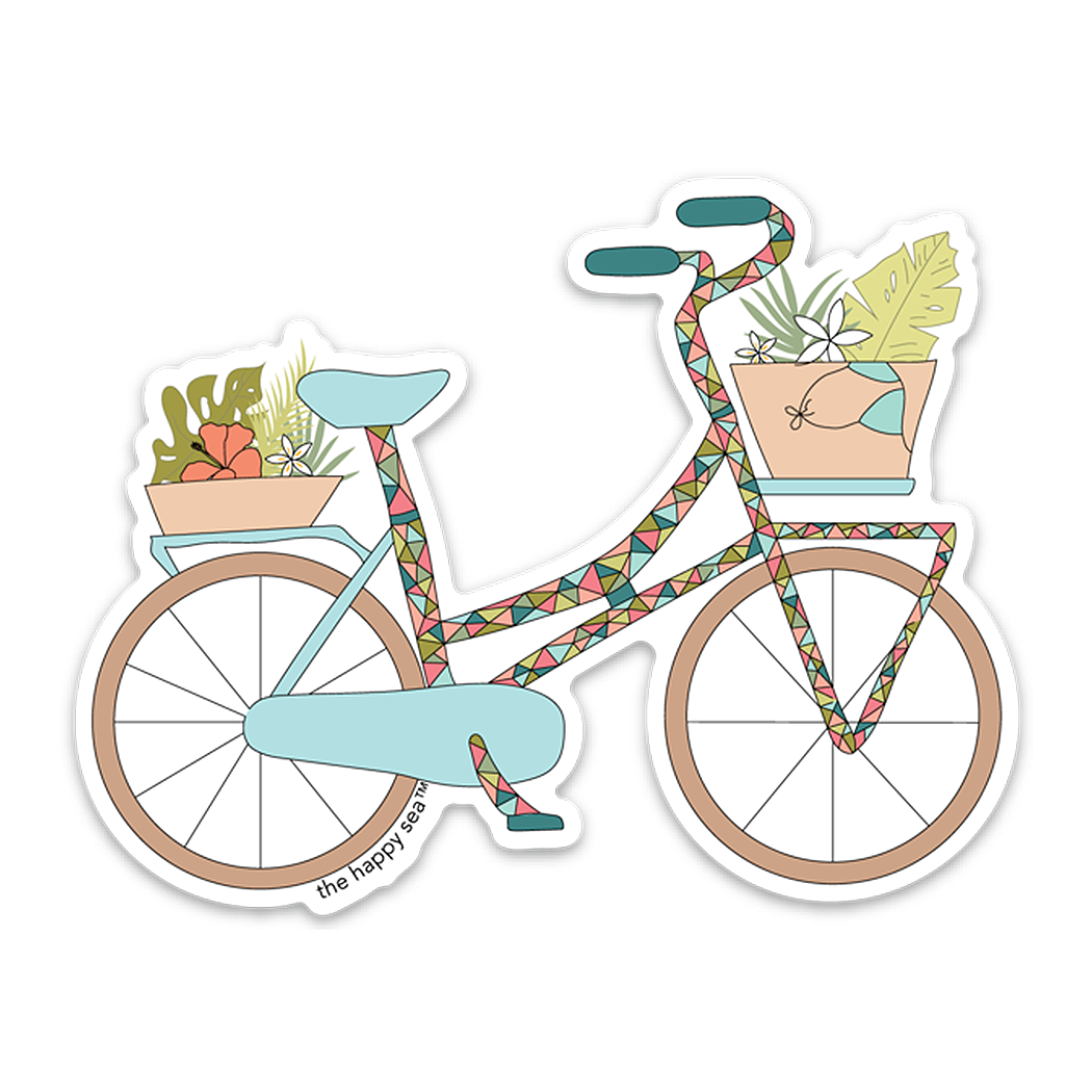 The Happy Sea 4" Tropicalia Bicycle Vinyl Sticker