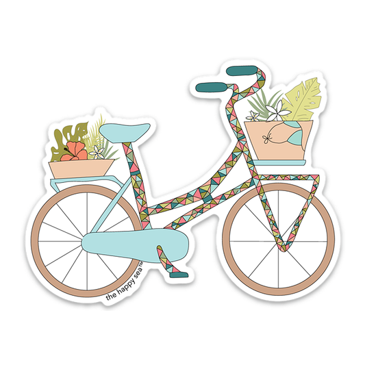 The Happy Sea 4" Tropicalia Bicycle Vinyl Sticker