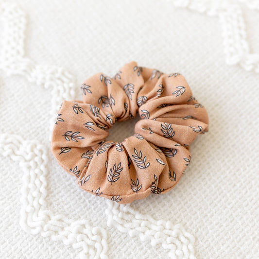 Pink Boho Leaves Scrunchie