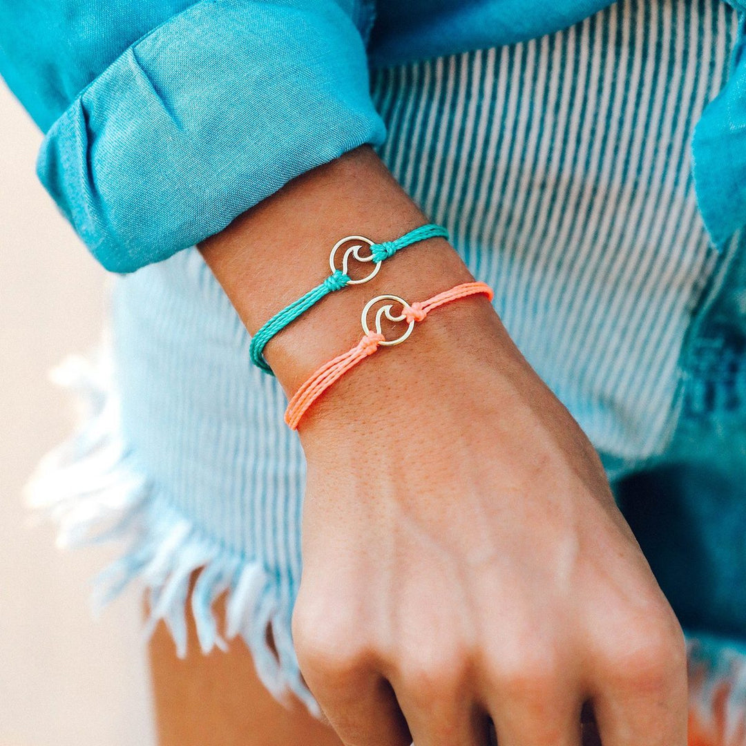 Pura Vida Gold Wave Charm Bracelet Coral Calypso
