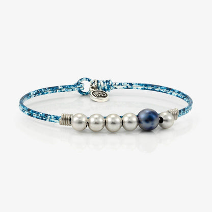 Splattered Denim Jacket Bangle Bracelet