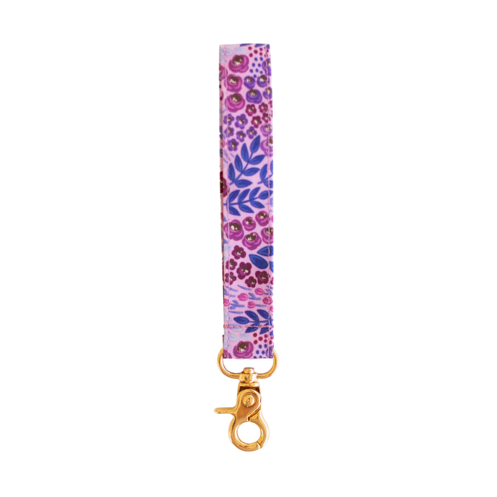 Purple Wildflowers Wristlet Keychain