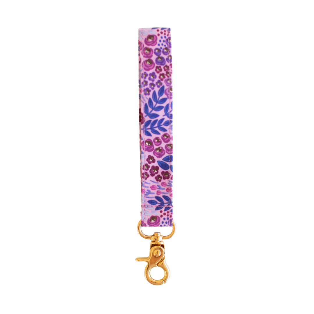 Purple Wildflowers Wristlet Keychain
