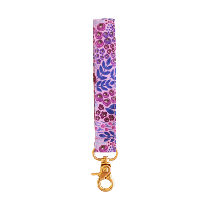 Purple Wildflowers Wristlet Keychain