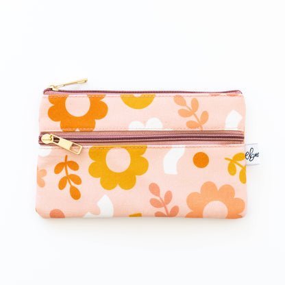 Funky Floral Beige Pencil Pouch