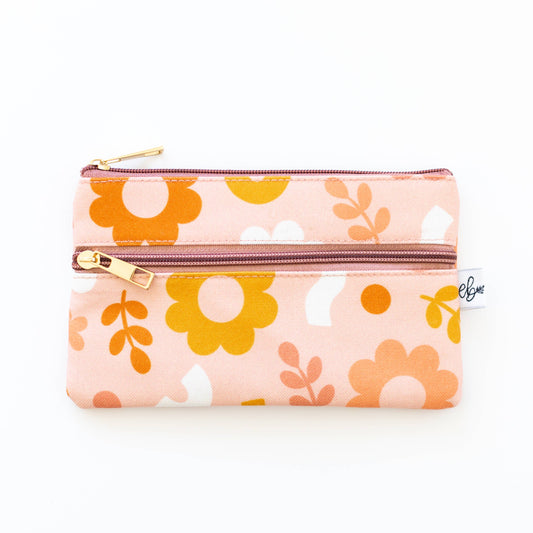 Funky Floral Beige Pencil Pouch