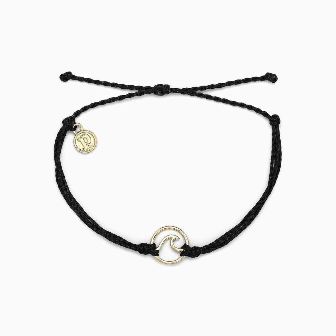 Pura Vida Gold Wave Charm Bracelet (Black)