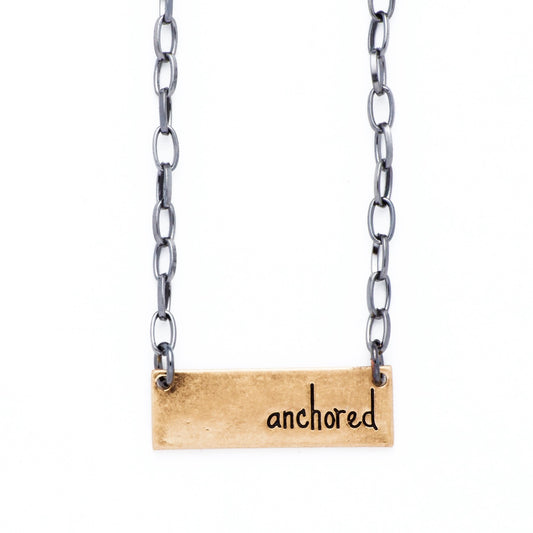 Bops "Anchored" Personality Etched Bar Necklace