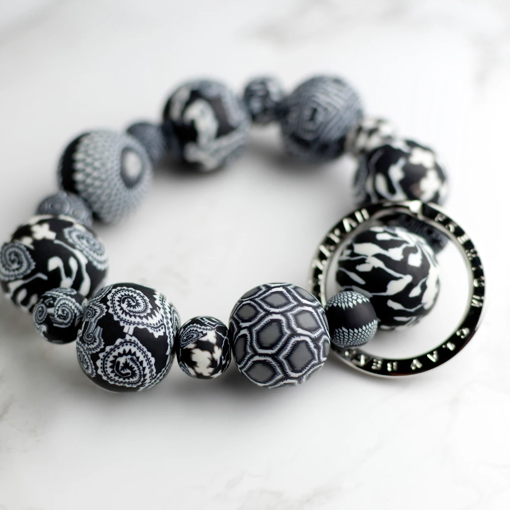 Jilzarah Black White Wrist Keychain