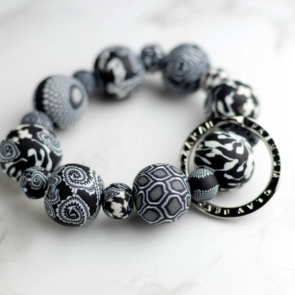 Jilzarah Black White Wrist Keychain