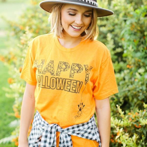 "Happy Halloween Y'all!" Spider Web Tee