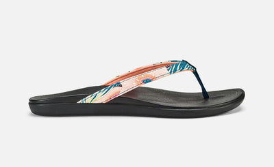 OluKai Women's Ho'opio Floral Sandal (Teal Coral)