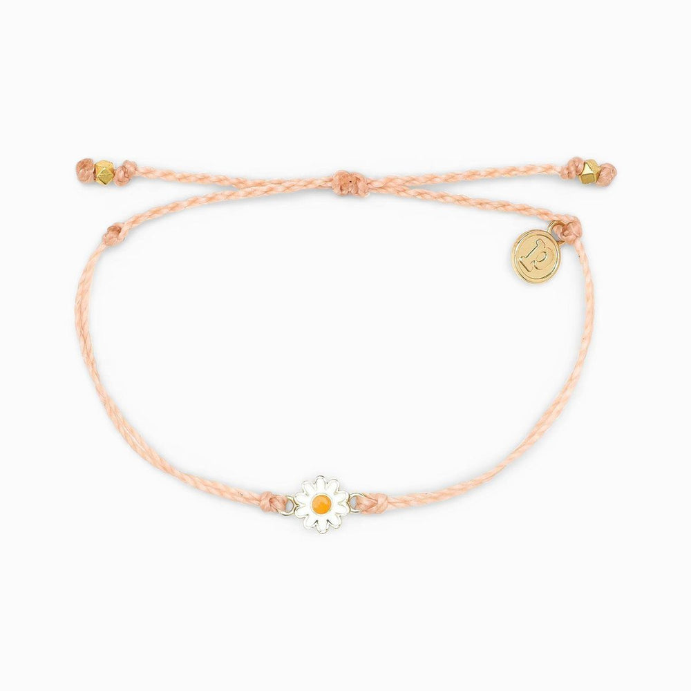 Pura Vida Daisy Charm Bracelet, Blush & Gold Daisy