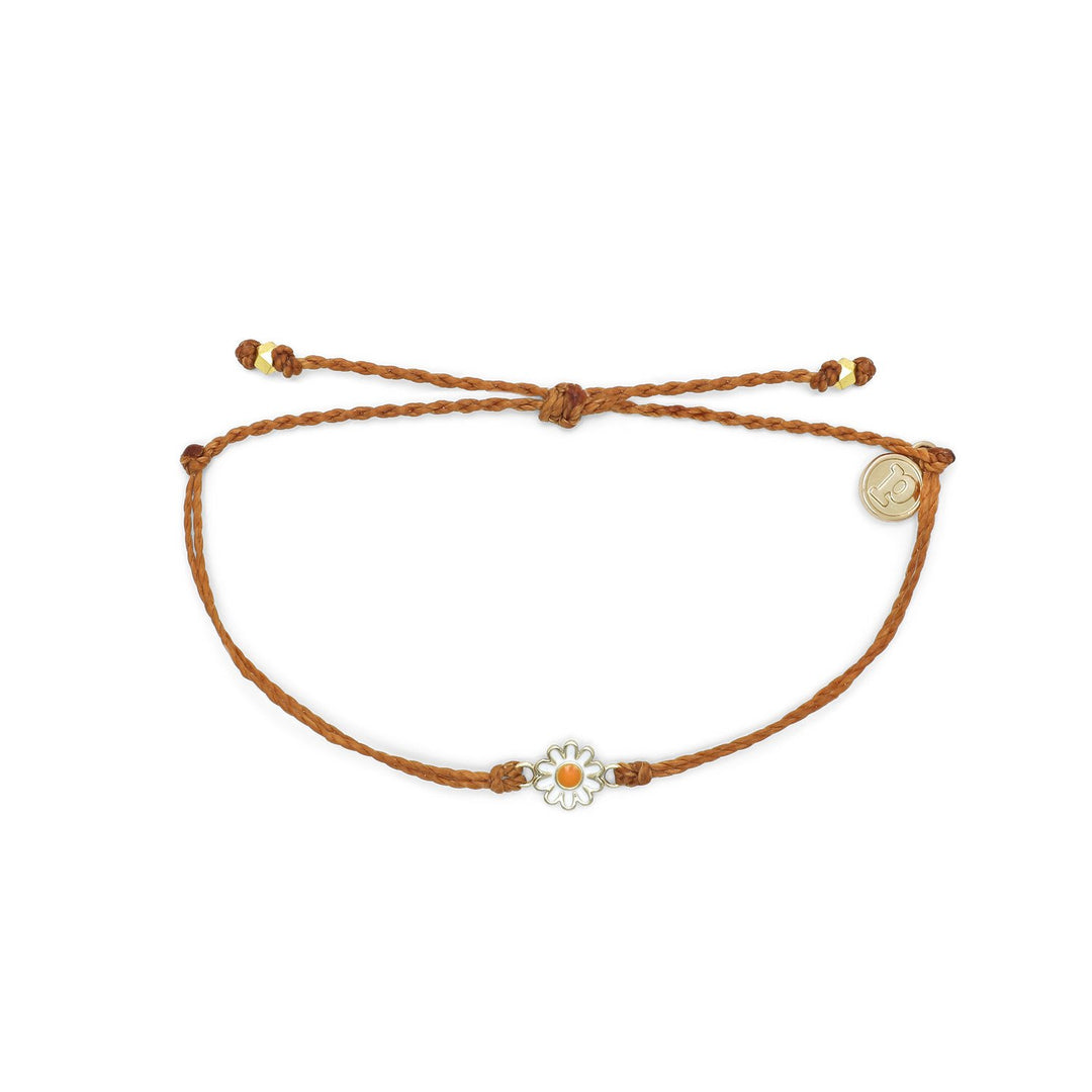 Pura Vida Daisy Charm Bracelet, Burnt Orange & Gold Daisy