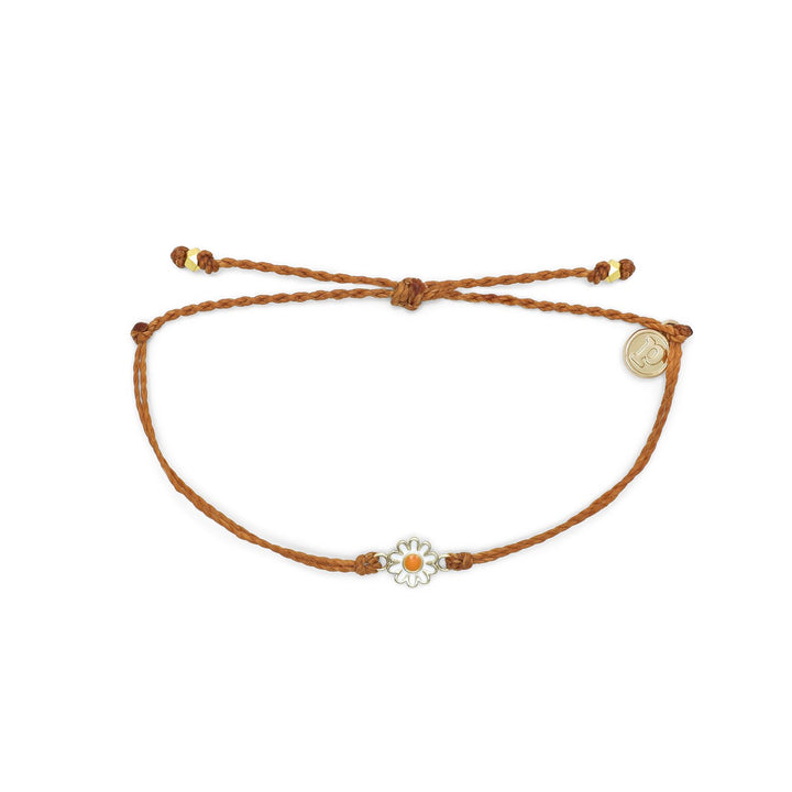 Pura Vida Daisy Charm Bracelet, Burnt Orange & Gold Daisy