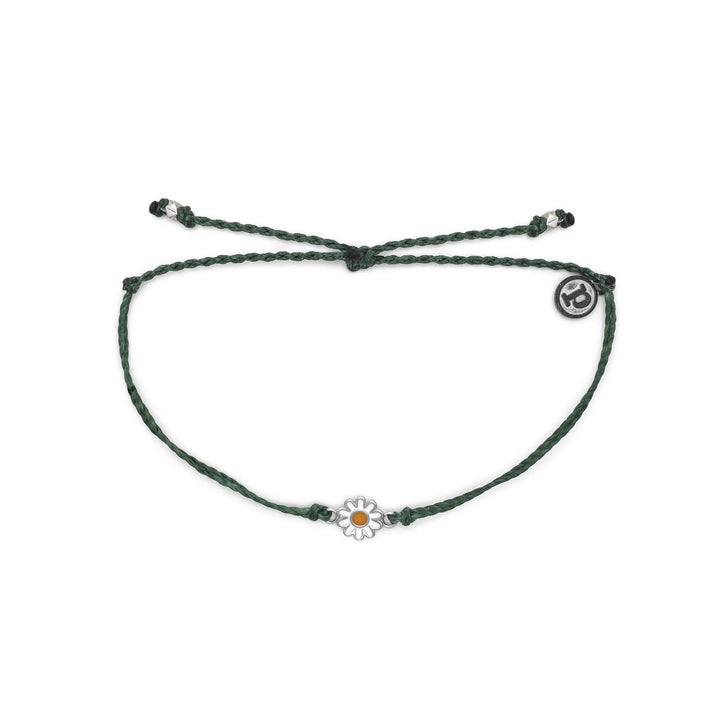 Pura Vida Daisy Charm Bracelet Heather Green & Silver Daisy