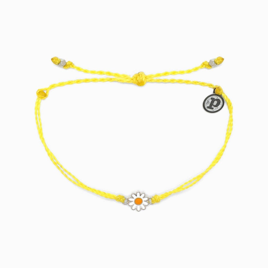 Pura Vida Daisy Charm Bracelet, Yellow & Silver Daisy