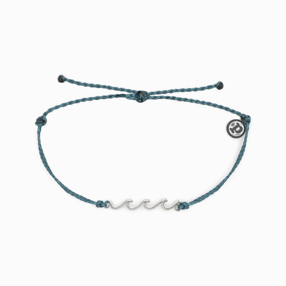 Pura Vida Delicate Wave Bracelet, Mediterranean Green & Silver