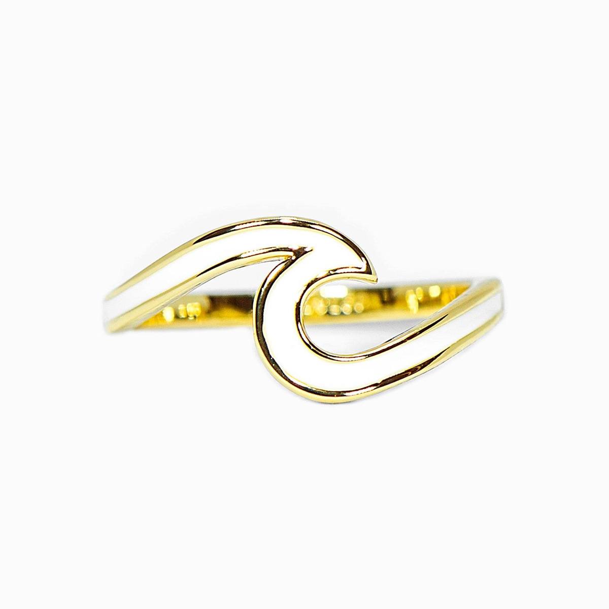 Pura Vida Enamel Wave Ring (Gold/White)