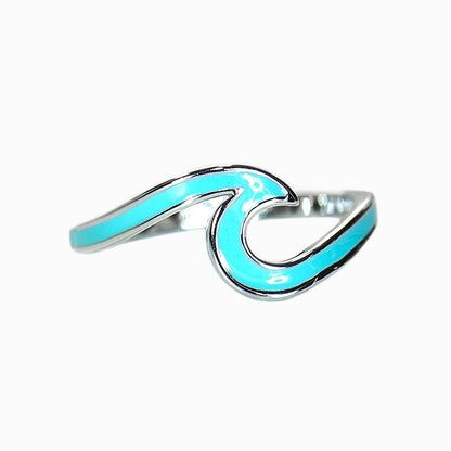 Pura Vida Enamel Wave Ring (Silver/Blue)