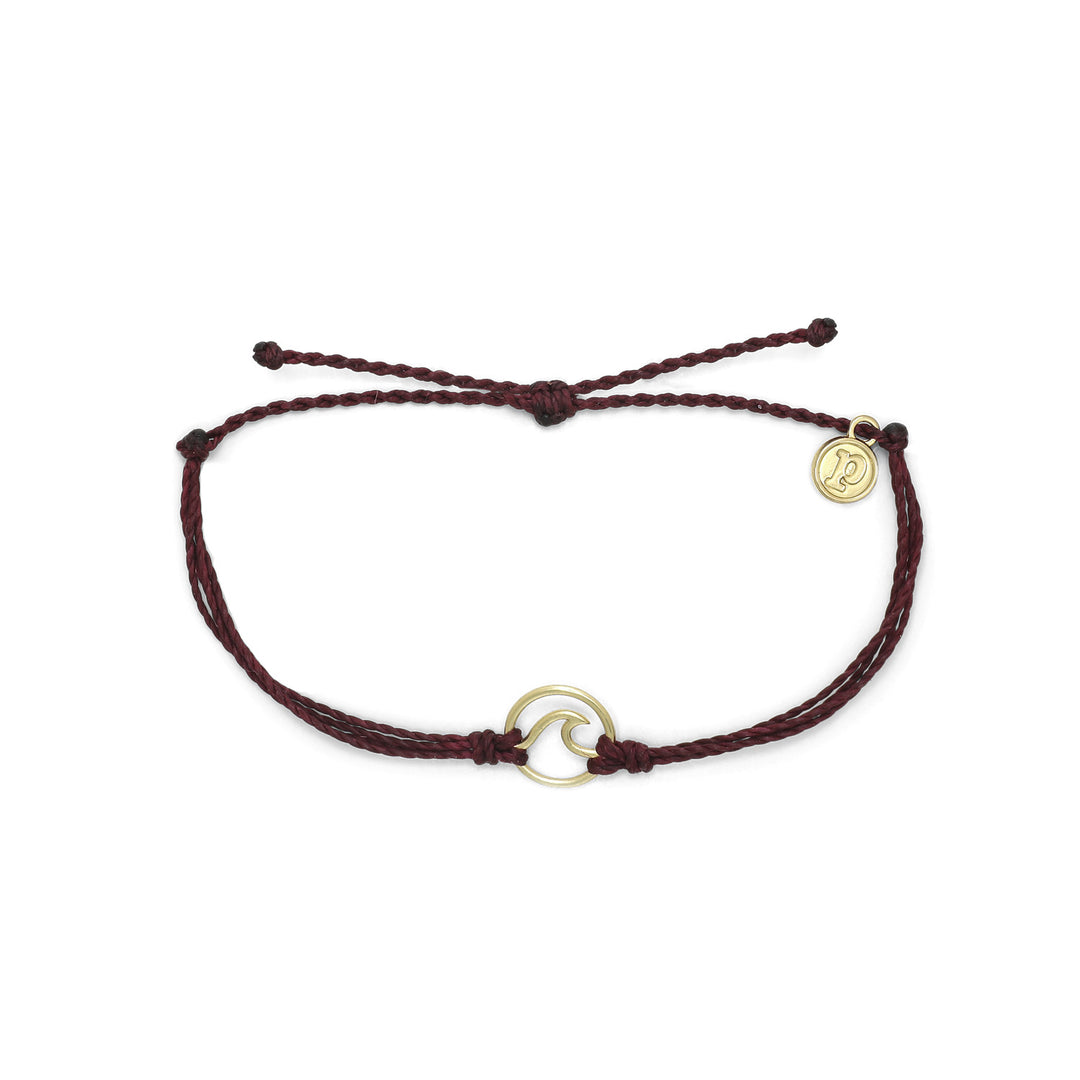 Pura Vida Gold Wave Charm Bracelet (Merlot)