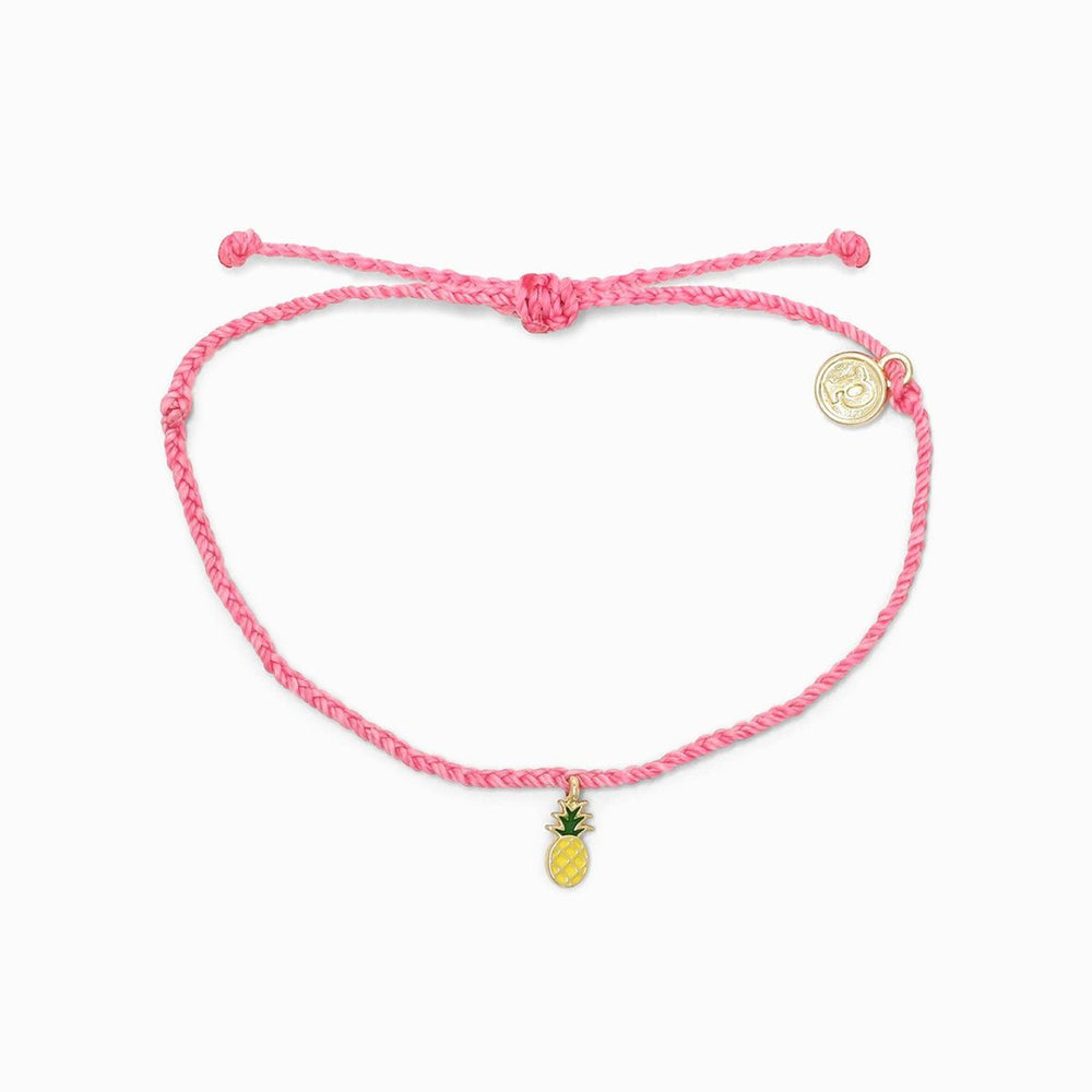 Pura Vida Pineapple Charm Bracelet, Pink & Gold Pineapple