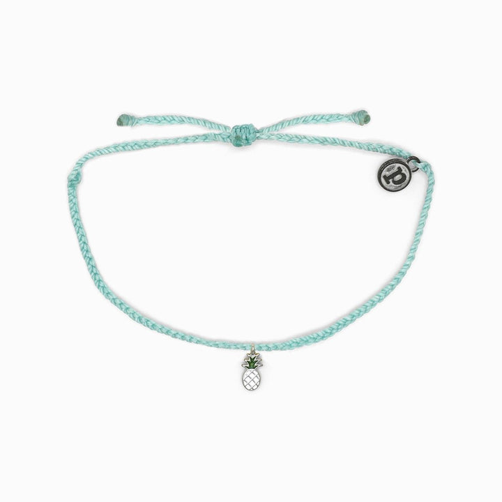 Pura Vida Pineapple Charm Bracelet, Seafoam & Silver Pineapple
