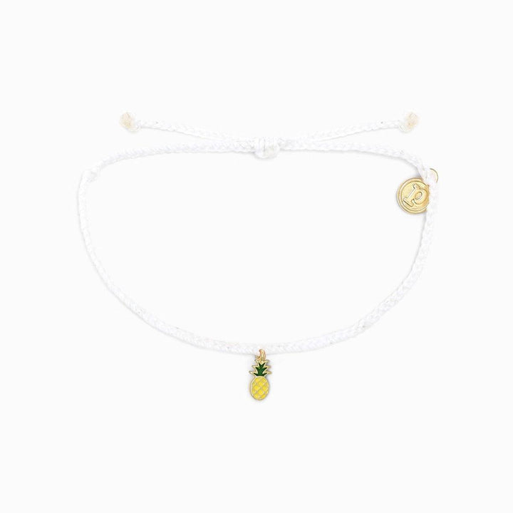 Pura Vida Pineapple Charm Bracelet, White & Gold Pineapple